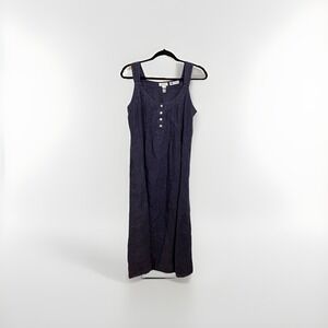 Malvin Dress Womens‎ Medium Purple I Love Linen Henley Pleated Midi Sleeveless